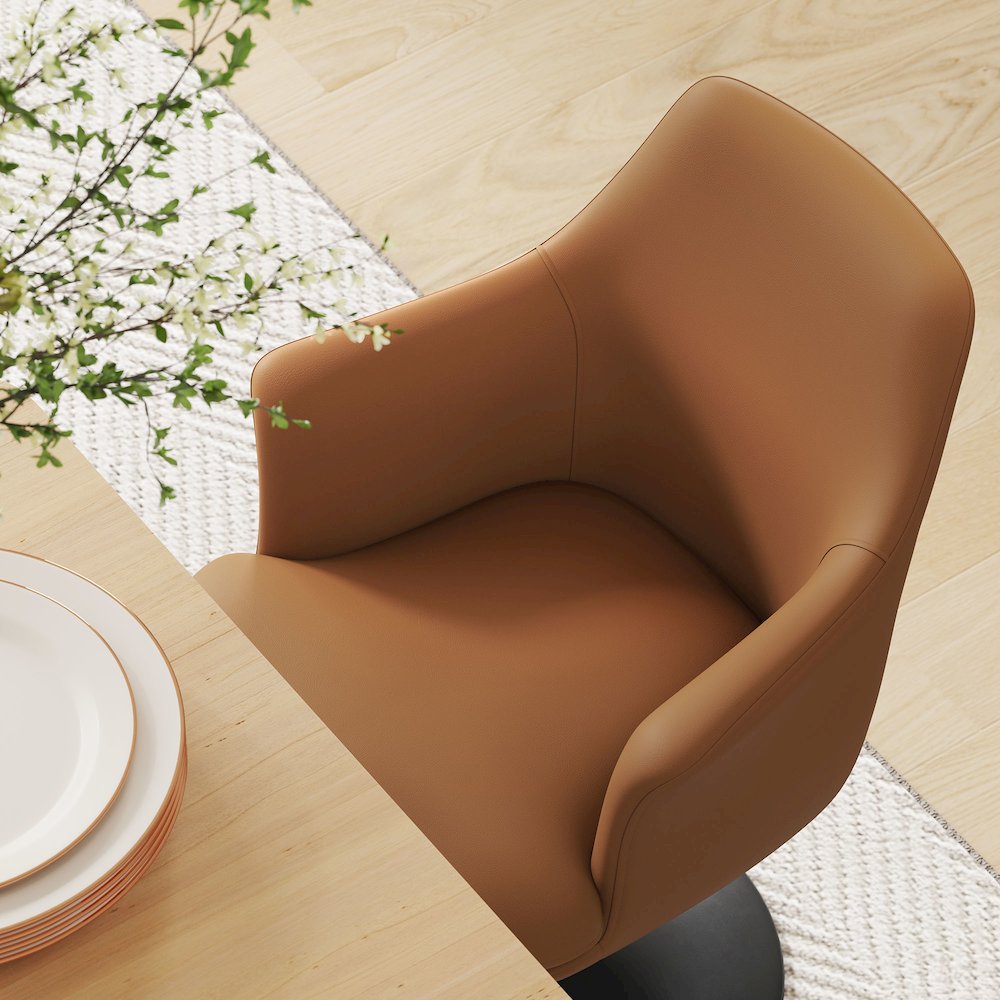 Lippa Swivel Dining Vegan Leather Armchair. Picture 10