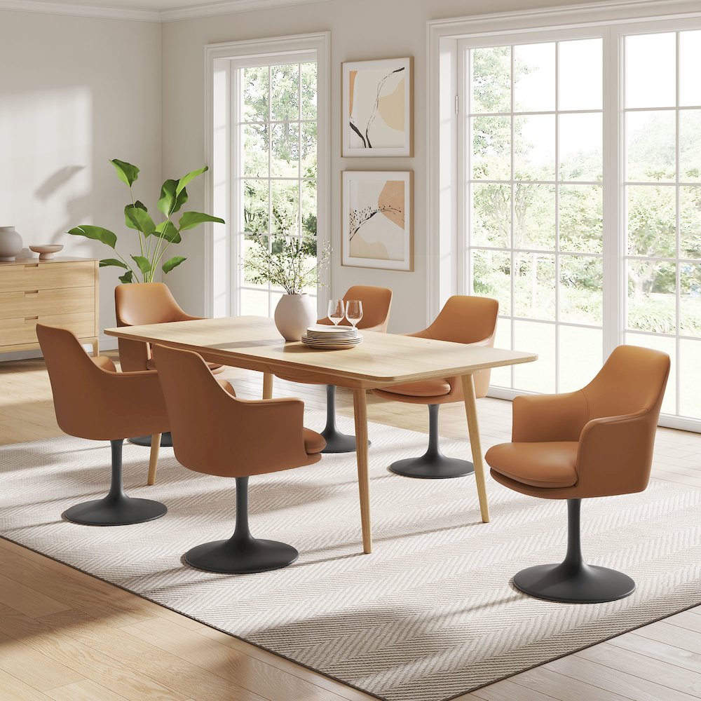 Lippa Swivel Dining Vegan Leather Armchair. Picture 9