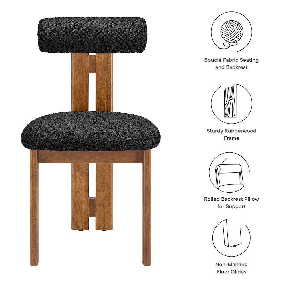 Torian Boucle Fabric Dining Chair Set of 2. Picture 3