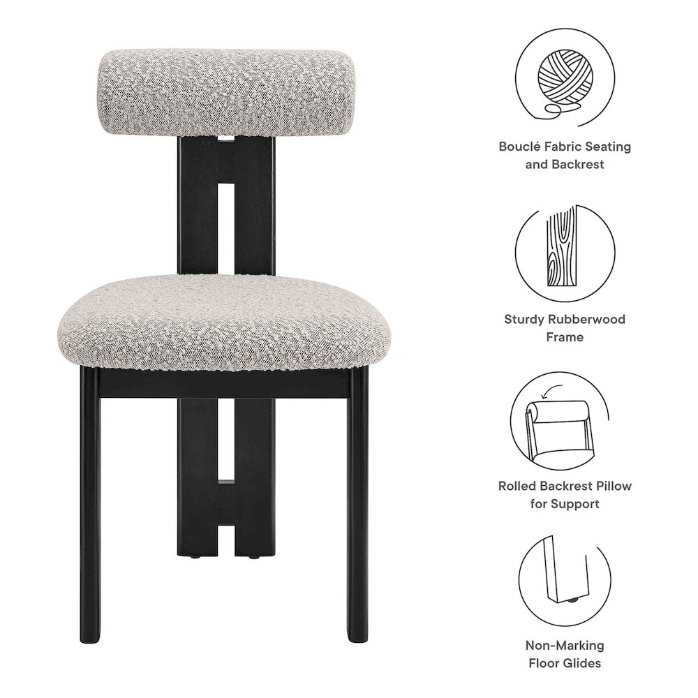 Torian Boucle Fabric Dining Chair Set of 2. Picture 2