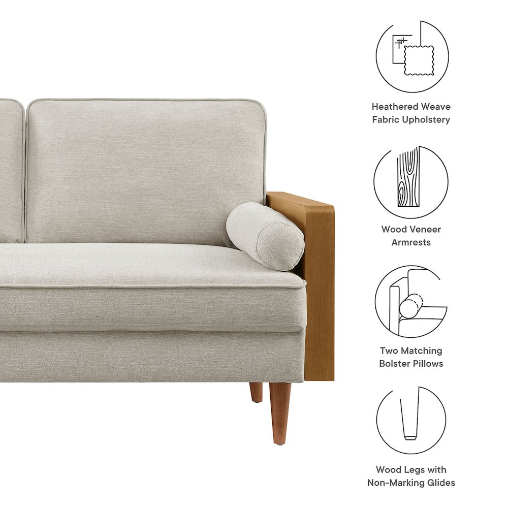 Kellan Heathered Weave Fabric Loveseat. Picture 2