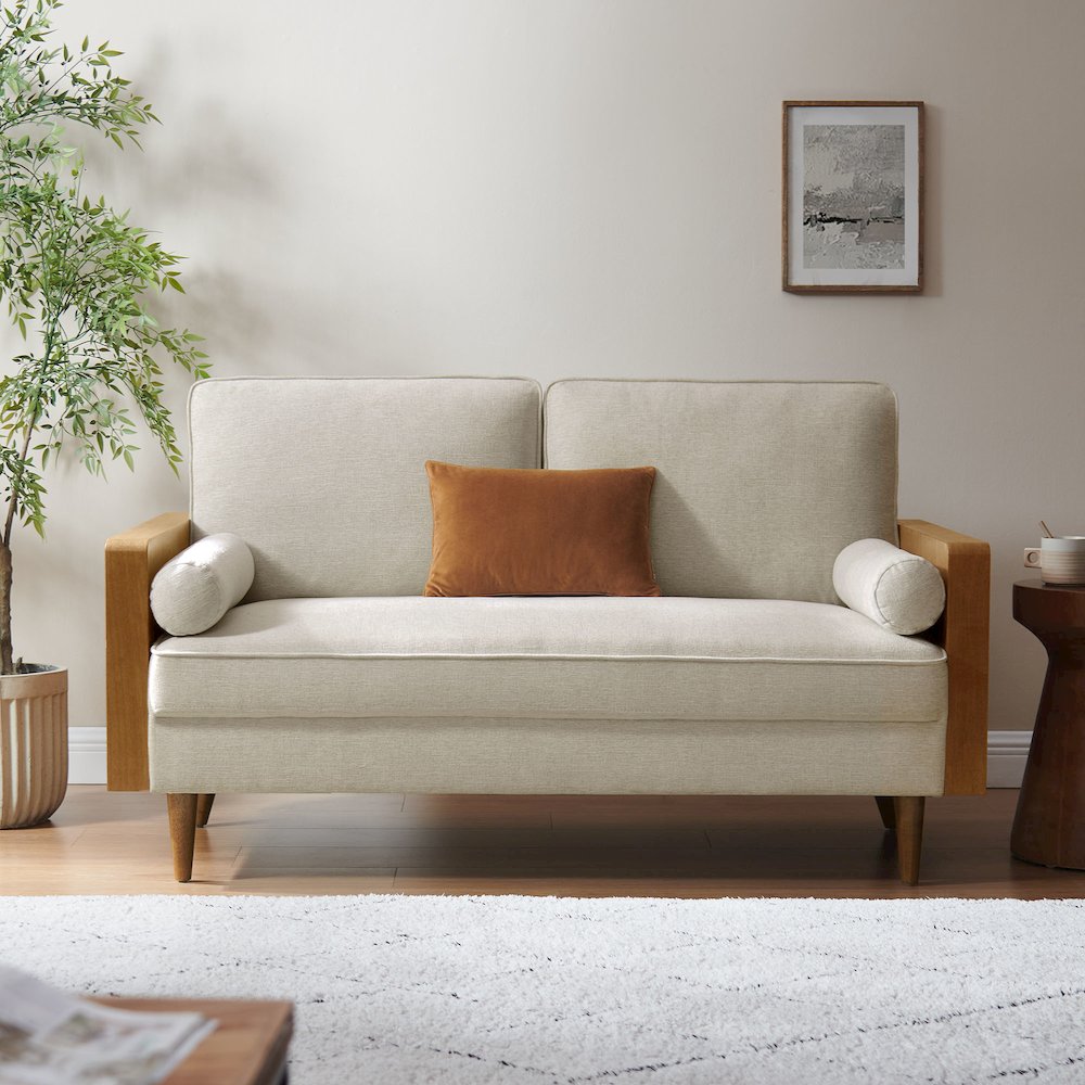Kellan Heathered Weave Fabric Loveseat. Picture 8