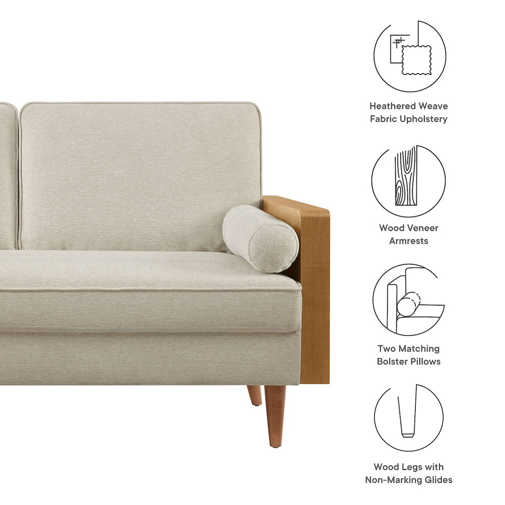 Kellan Heathered Weave Fabric Loveseat. Picture 3