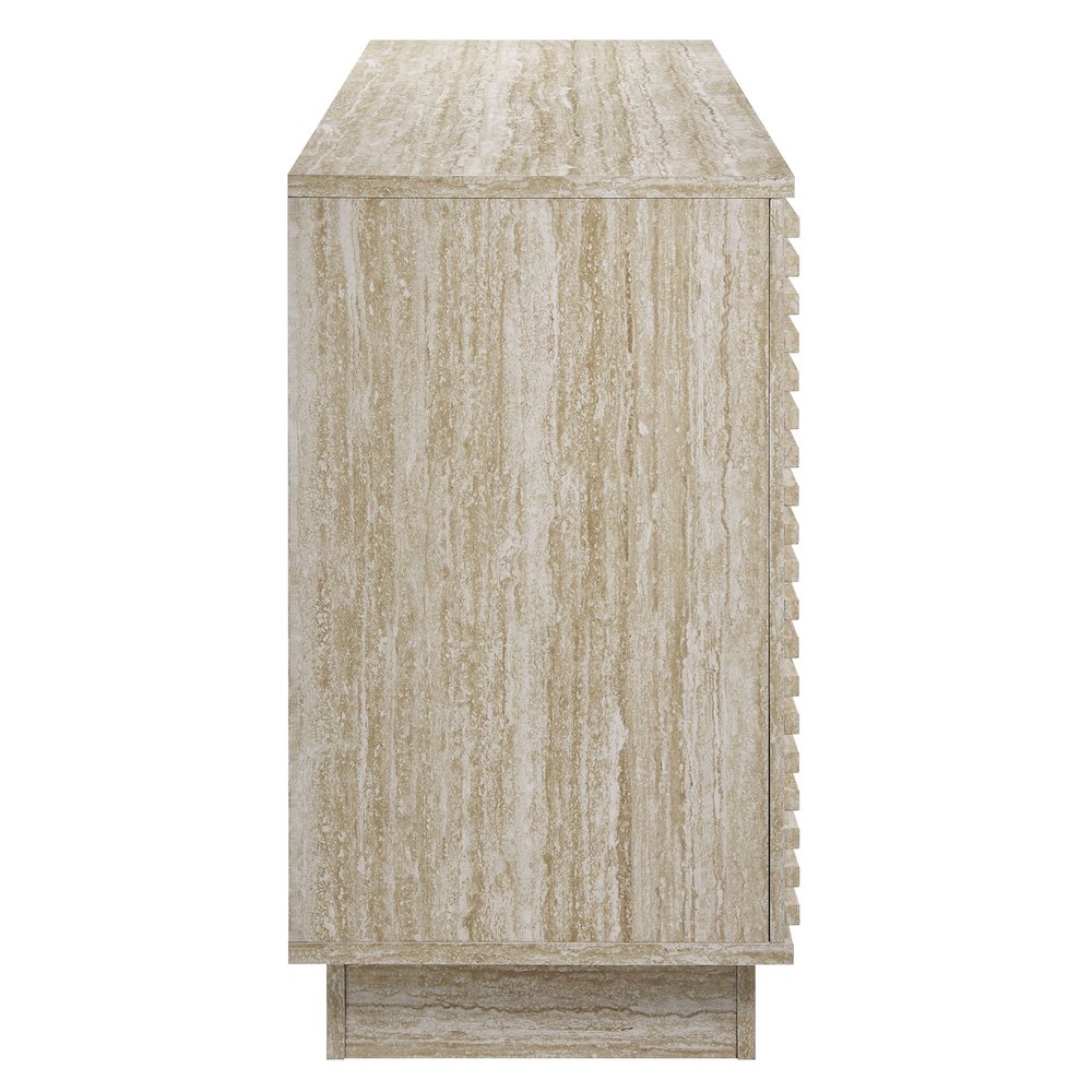 Render 70" Faux Travertine Sideboard Cabinet TV Stand. Picture 6