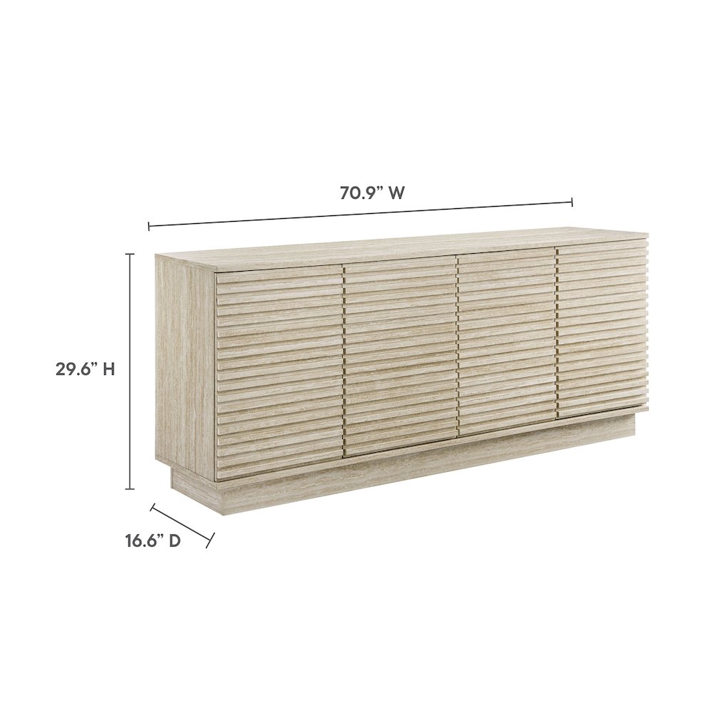 Render 70" Faux Travertine Sideboard Cabinet TV Stand. Picture 3