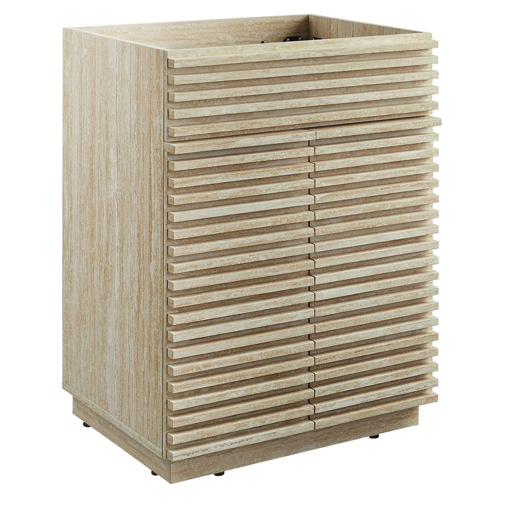 Render 24" Faux Travertine Bathroom Vanity Cabinet (Sink Not Included). Picture 1