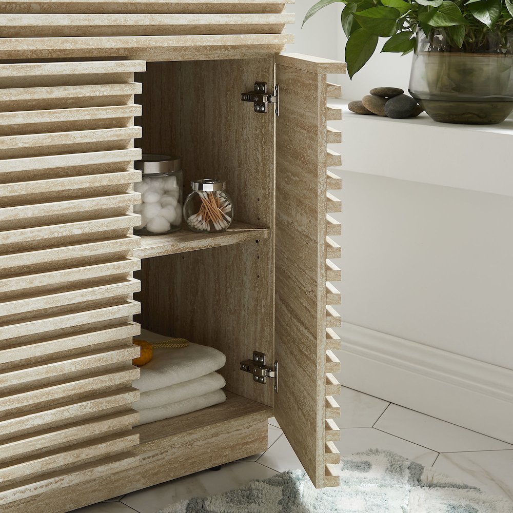 Render 24" Faux Travertine Bathroom Vanity Cabinet (Sink Not Included). Picture 10