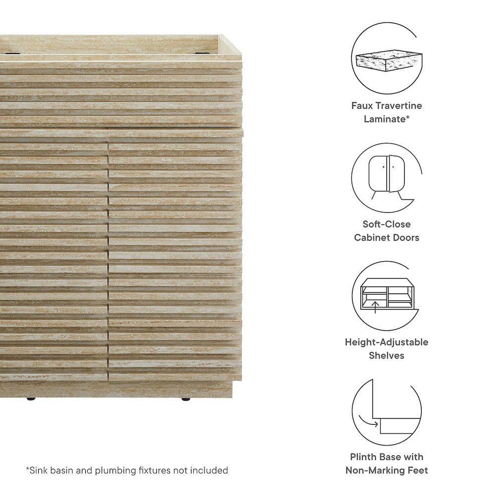 Render 24" Faux Travertine Bathroom Vanity Cabinet (Sink Not Included). Picture 3