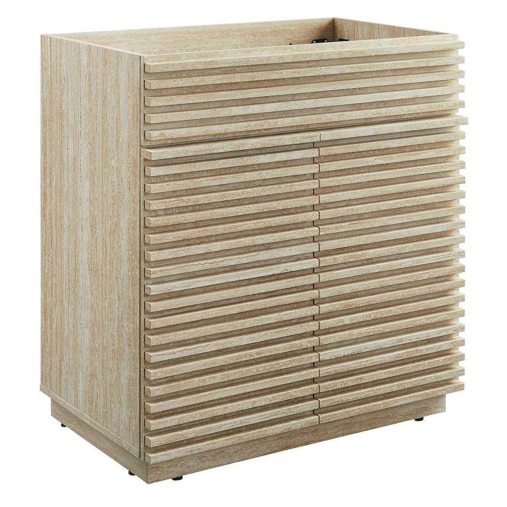 Render 30" Faux Travertine Bathroom Vanity Cabinet (Sink Not Included). Picture 1