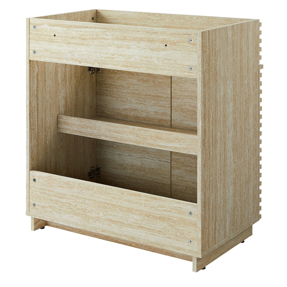 Render 30" Faux Travertine Bathroom Vanity Cabinet (Sink Not Included). Picture 5