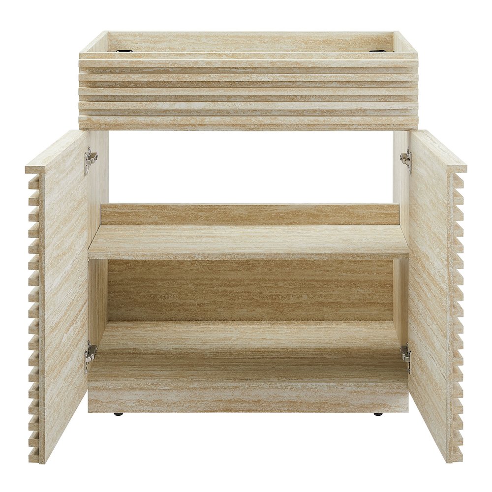 Render 30" Faux Travertine Bathroom Vanity Cabinet (Sink Not Included). Picture 7