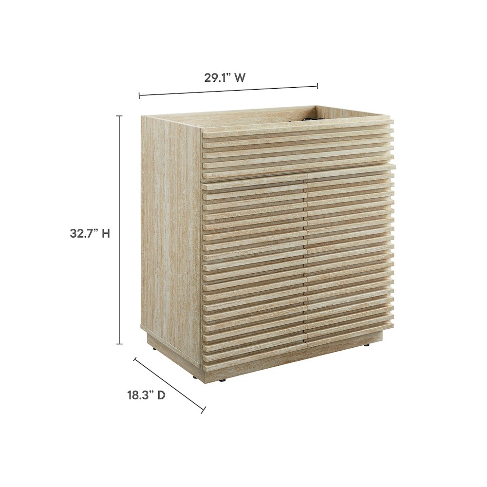 Render 30" Faux Travertine Bathroom Vanity Cabinet (Sink Not Included). Picture 2