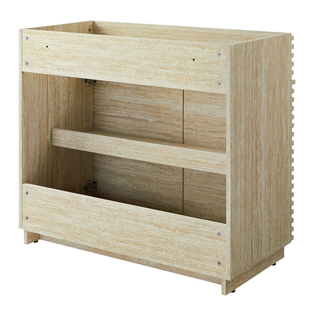 Render 36" Faux Travertine Bathroom Vanity Cabinet (Sink Not Included). Picture 5