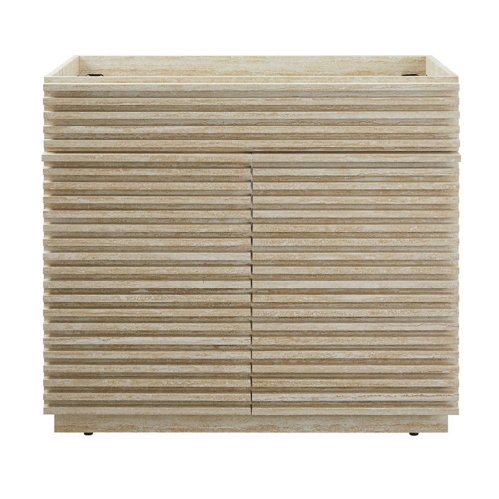 Render 36" Faux Travertine Bathroom Vanity Cabinet (Sink Not Included). Picture 6
