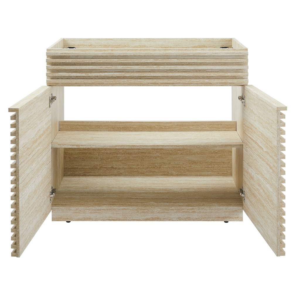 Render 36" Faux Travertine Bathroom Vanity Cabinet (Sink Not Included). Picture 7