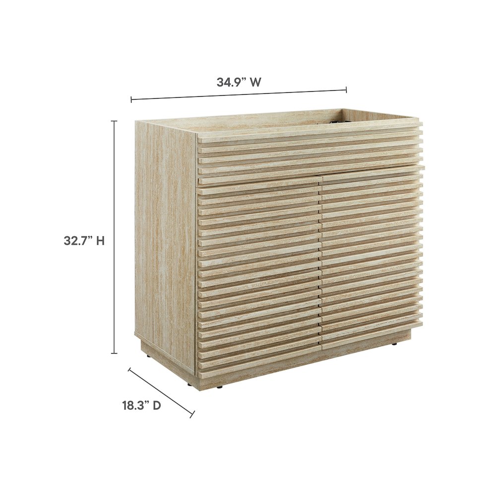 Render 36" Faux Travertine Bathroom Vanity Cabinet (Sink Not Included). Picture 3