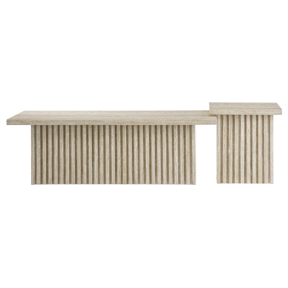 Render Nesting Faux Travertine Coffee Tables Set of 2. Picture 4