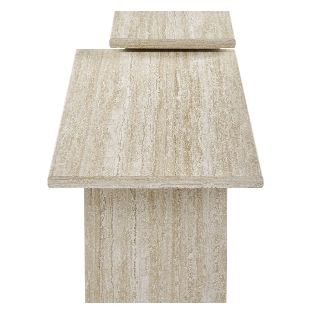 Render Nesting Faux Travertine Coffee Tables Set of 2. Picture 5