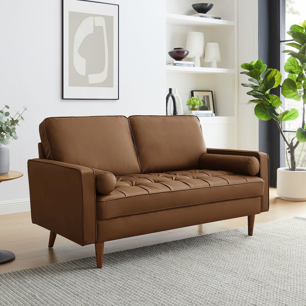 Valour Tufted Vegan Leather Loveseat. Picture 8