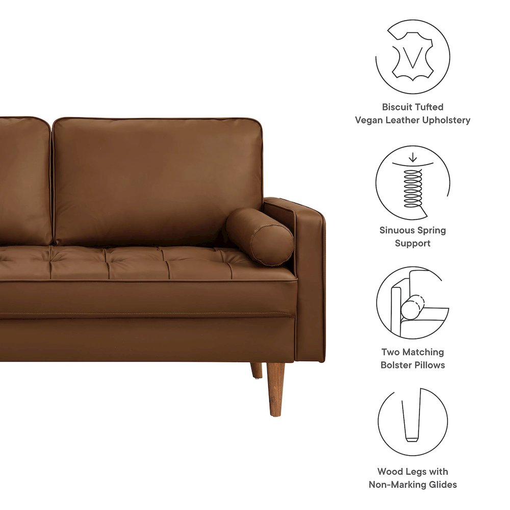 Valour Tufted Vegan Leather Loveseat. Picture 3