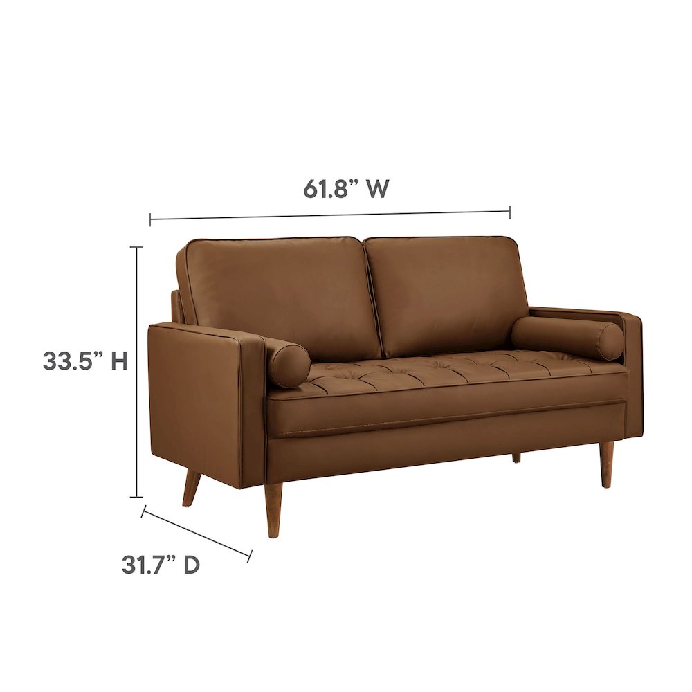 Valour Tufted Vegan Leather Loveseat. Picture 2