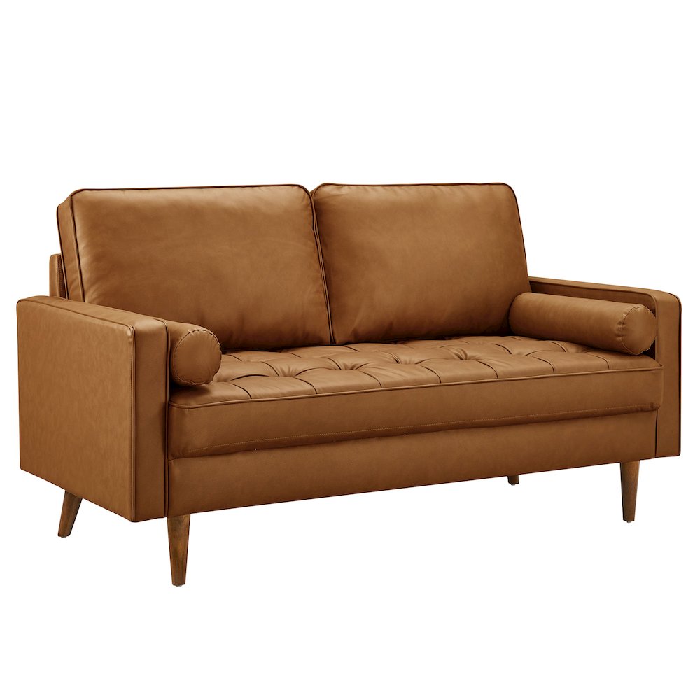 Valour Tufted Vegan Leather Loveseat. Picture 1