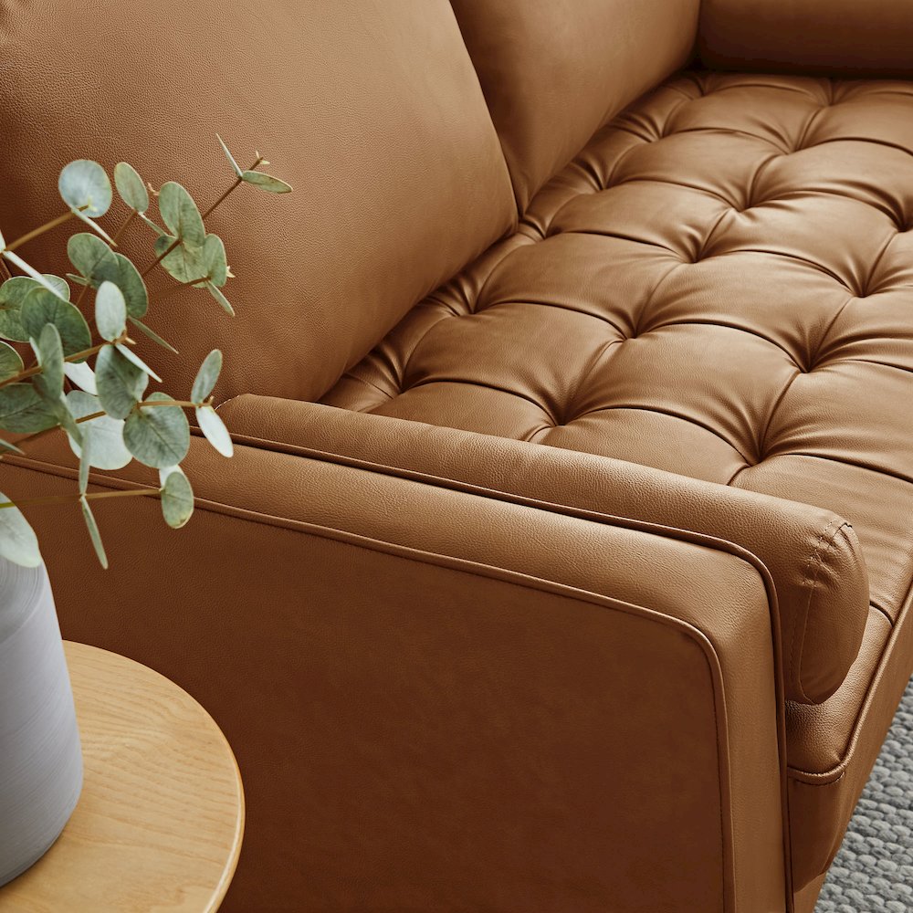 Valour Tufted Vegan Leather Loveseat. Picture 9