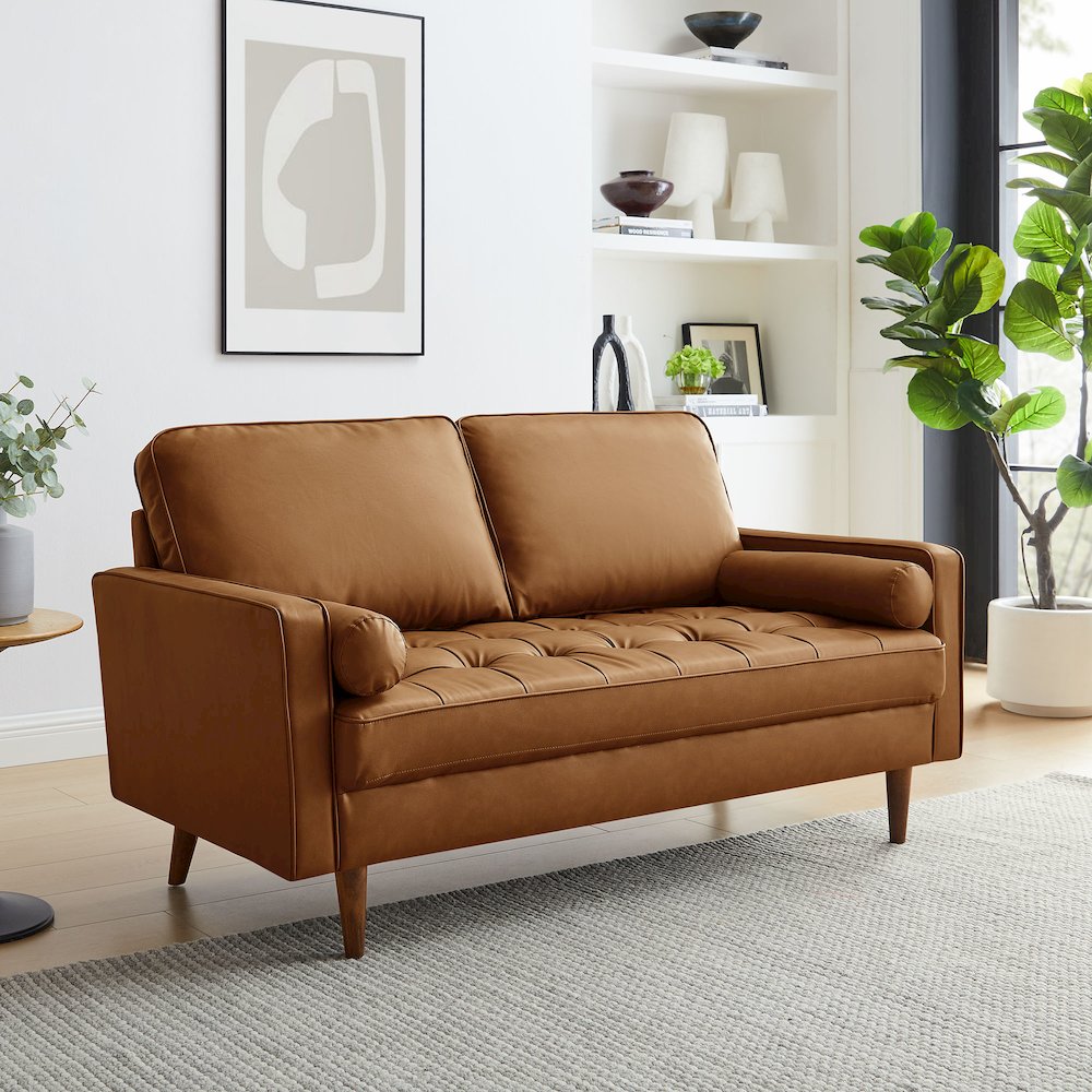 Valour Tufted Vegan Leather Loveseat. Picture 8