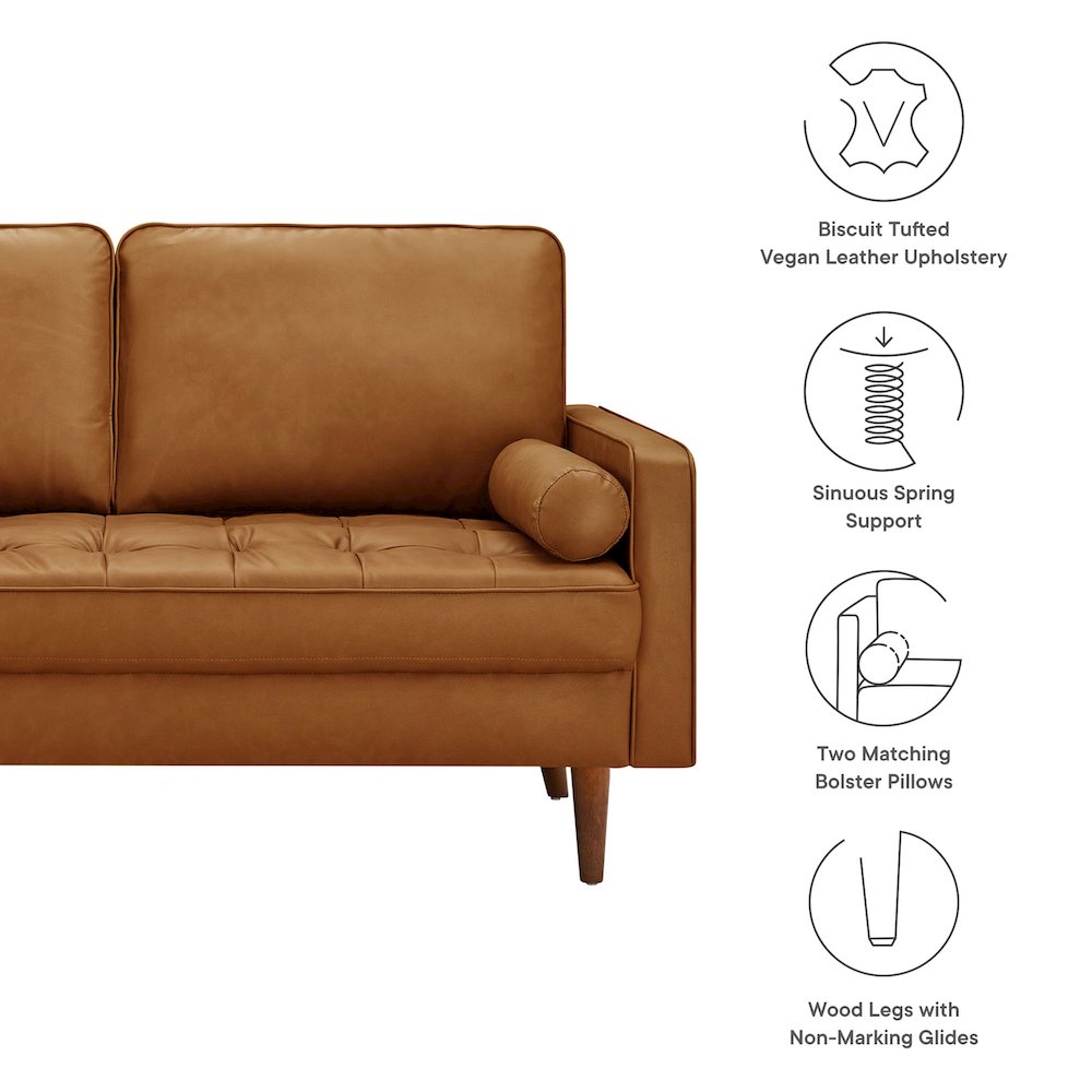 Valour Tufted Vegan Leather Loveseat. Picture 3