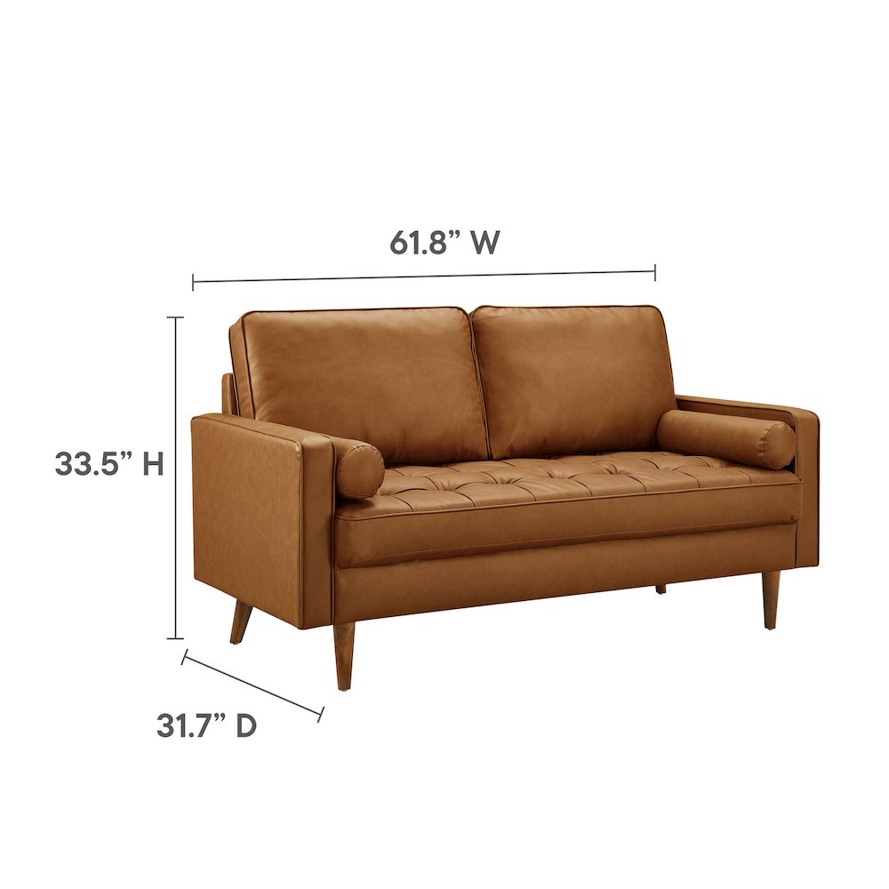 Valour Tufted Vegan Leather Loveseat. Picture 2