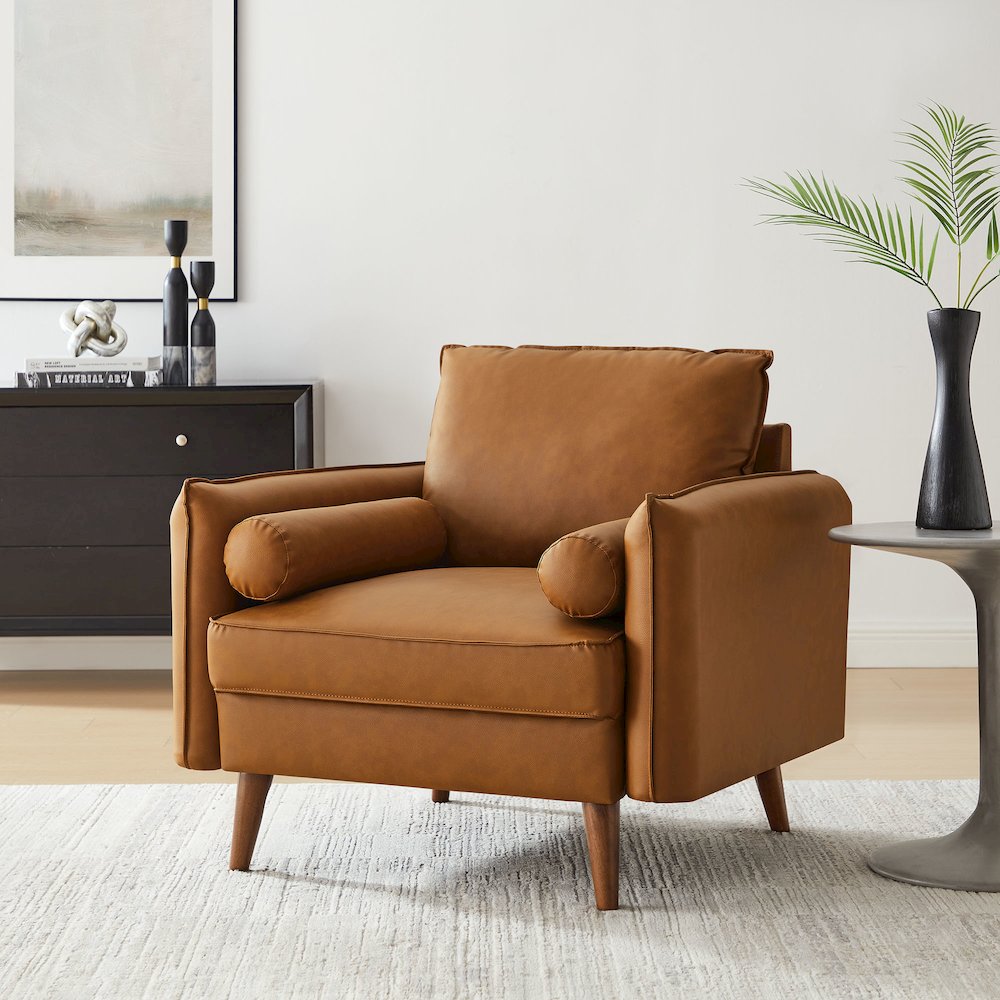 Revive Upholstered Vegan Leather Accent Armchair. Picture 8