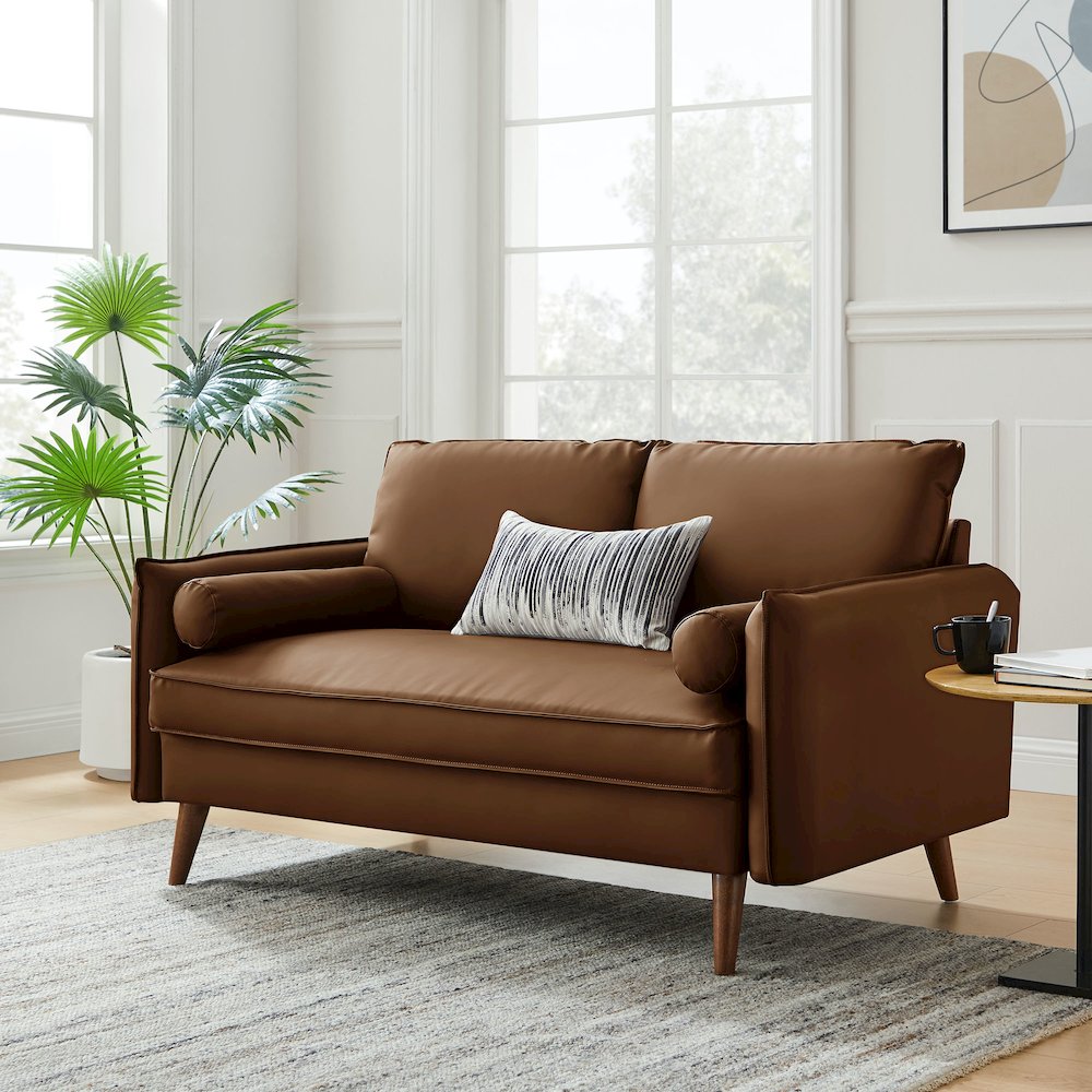 Revive Upholstered Vegan Leather Loveseat. Picture 8