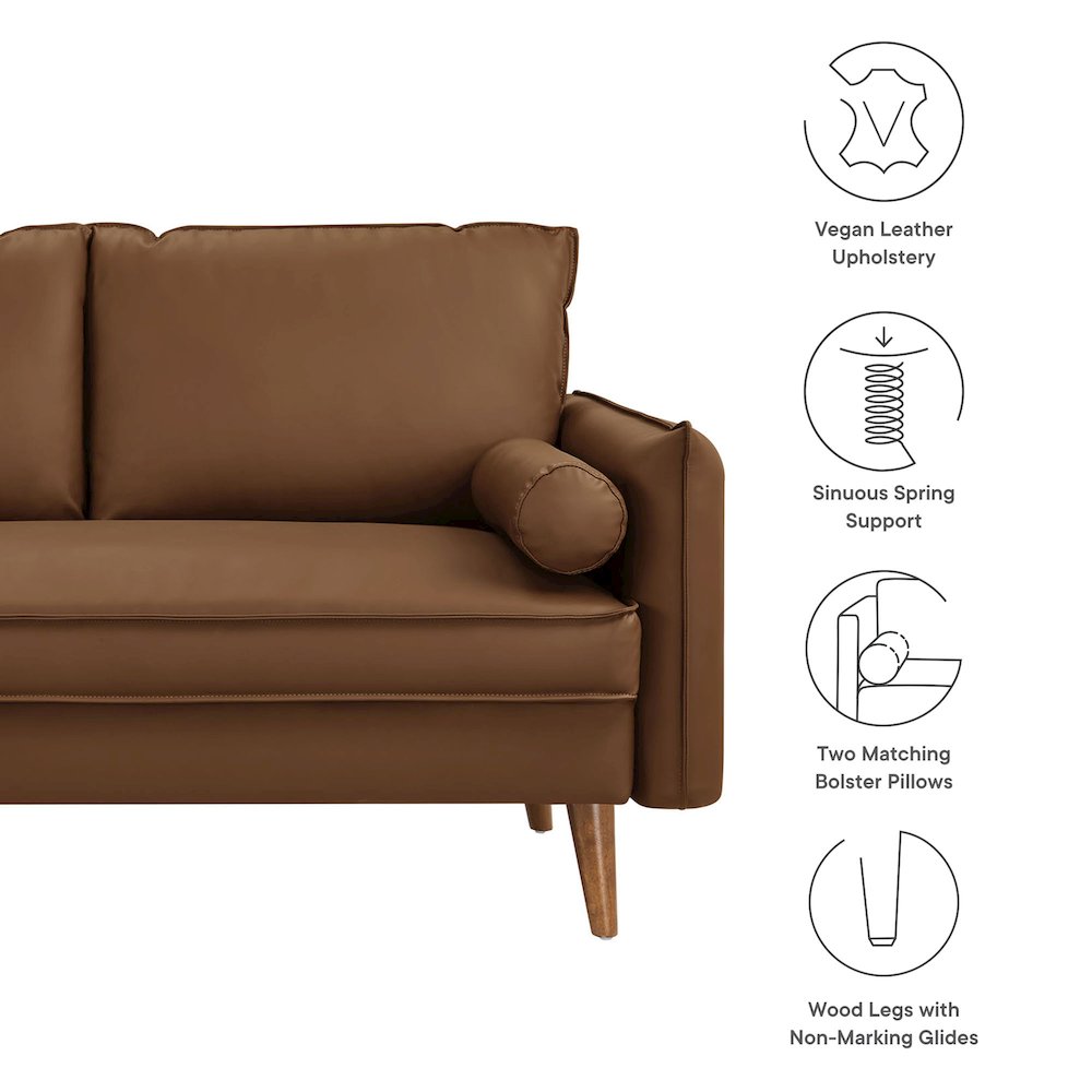 Revive Upholstered Vegan Leather Loveseat. Picture 3