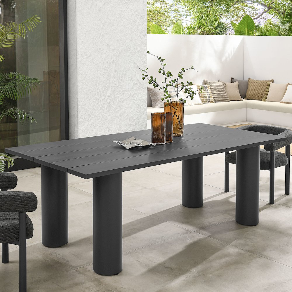 Nautica Outdoor Patio 87" Rectangular Aluminum Dining Table. Picture 8