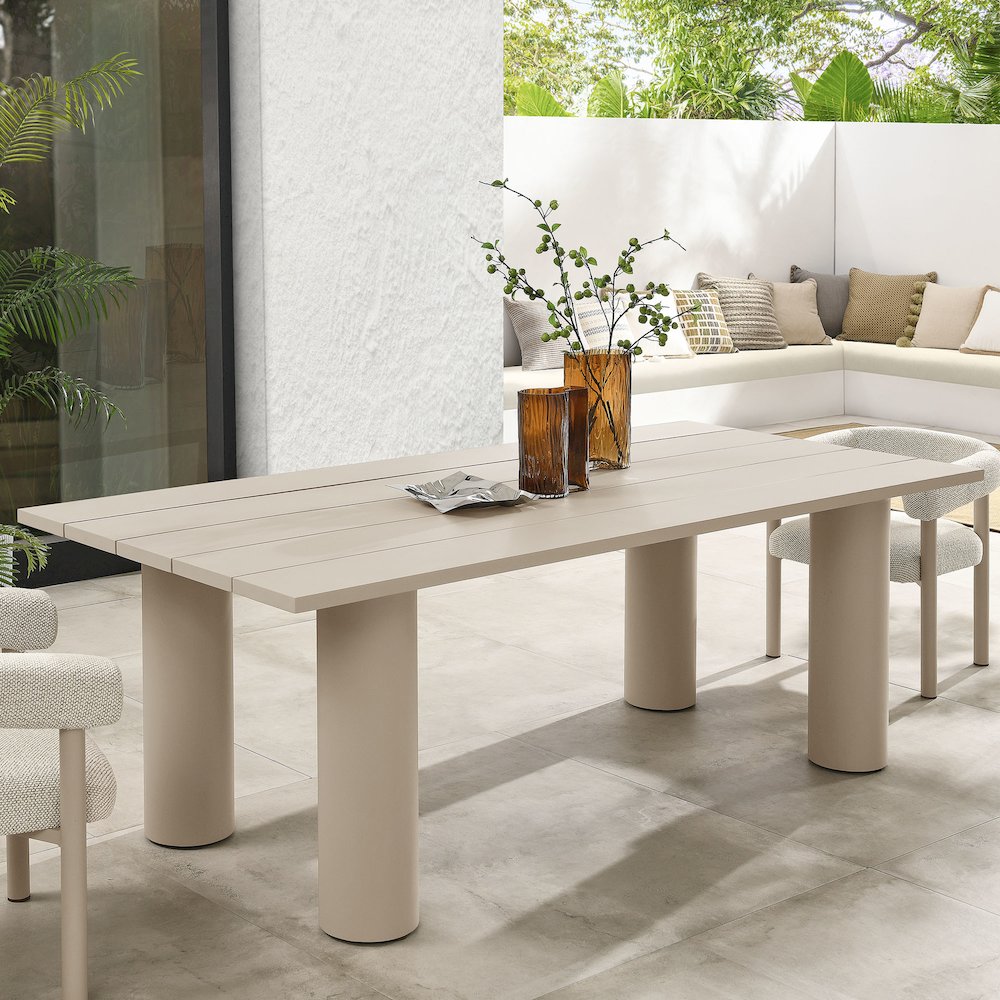 Nautica Outdoor Patio 87" Rectangular Aluminum Dining Table. Picture 8