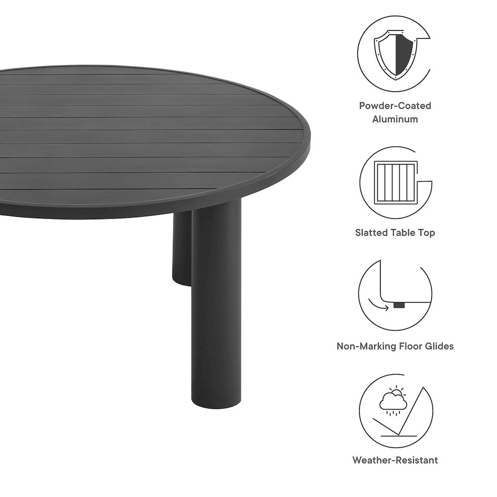 Nautica Outdoor Patio 60" Round Aluminum Dining Table. Picture 2