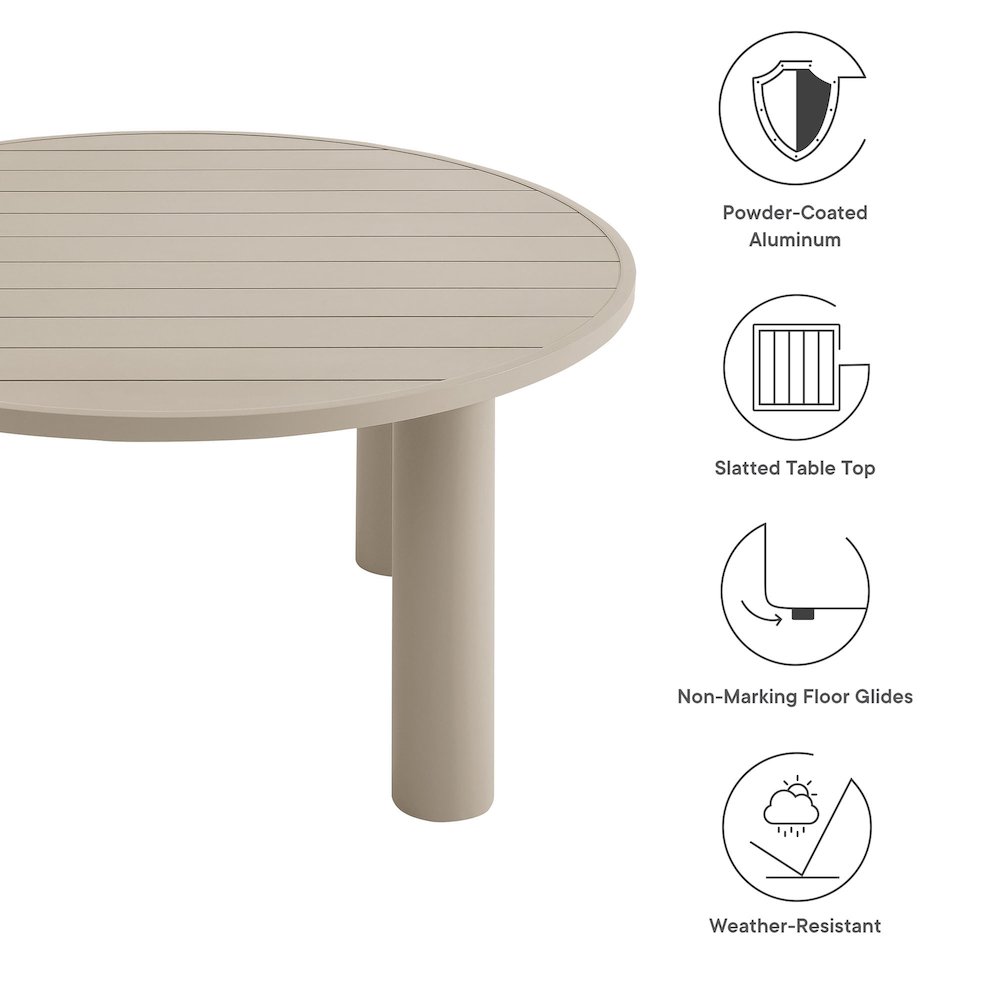 Nautica Outdoor Patio 60" Round Aluminum Dining Table. Picture 2