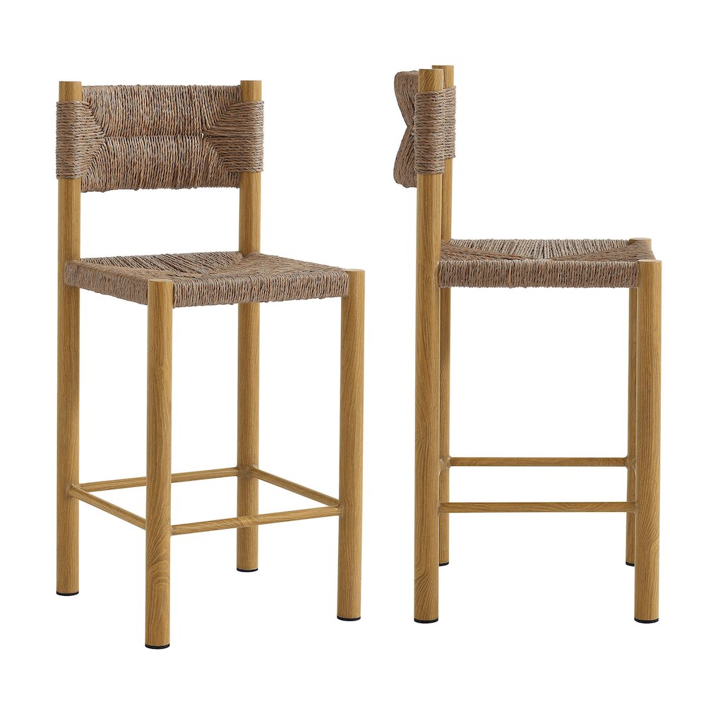 Parkland Outdoor Patio Rattan and Aluminum Counter Stools Set of 2. Picture 1