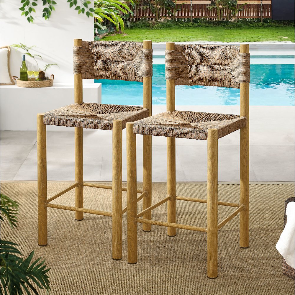Parkland Outdoor Patio Rattan and Aluminum Counter Stools Set of 2. Picture 9