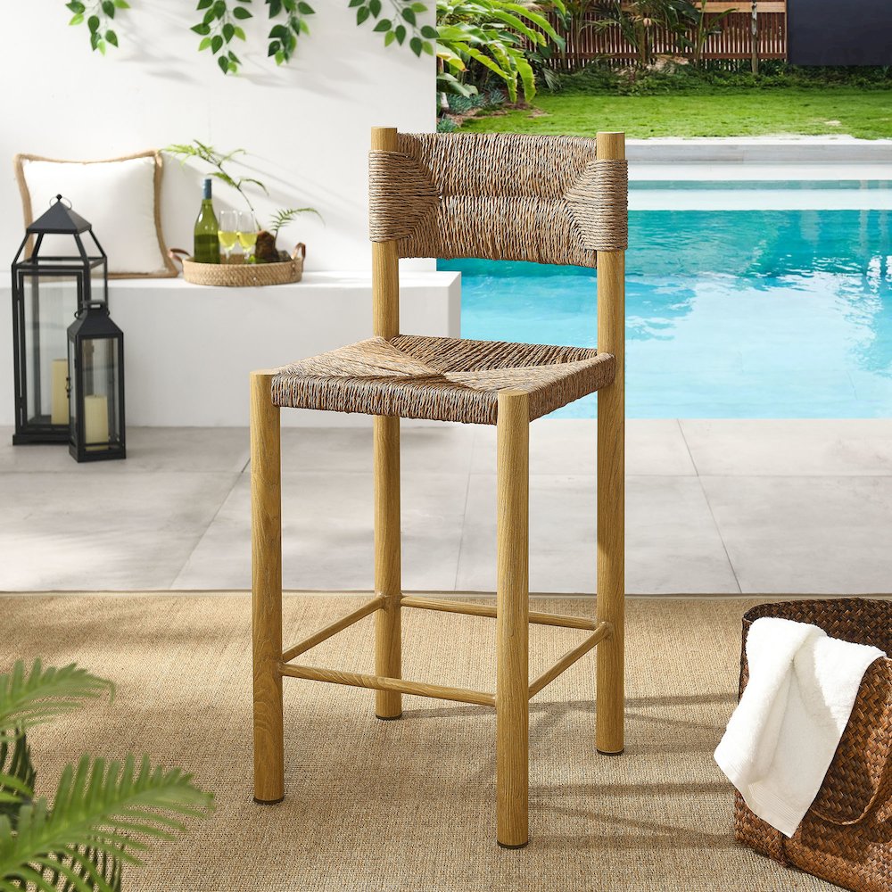 Parkland Outdoor Patio Rattan and Aluminum Counter Stools Set of 2. Picture 10