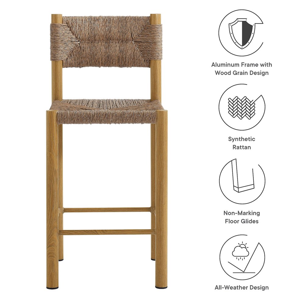 Parkland Outdoor Patio Rattan and Aluminum Counter Stools Set of 2. Picture 3