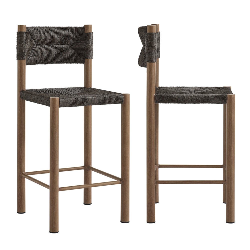 Parkland Outdoor Patio Rattan and Aluminum Counter Stools Set of 2. Picture 1