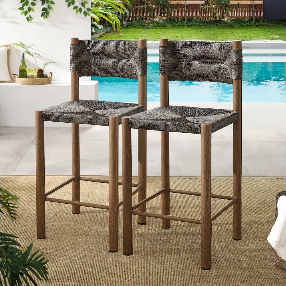 Parkland Outdoor Patio Rattan and Aluminum Counter Stools Set of 2. Picture 9