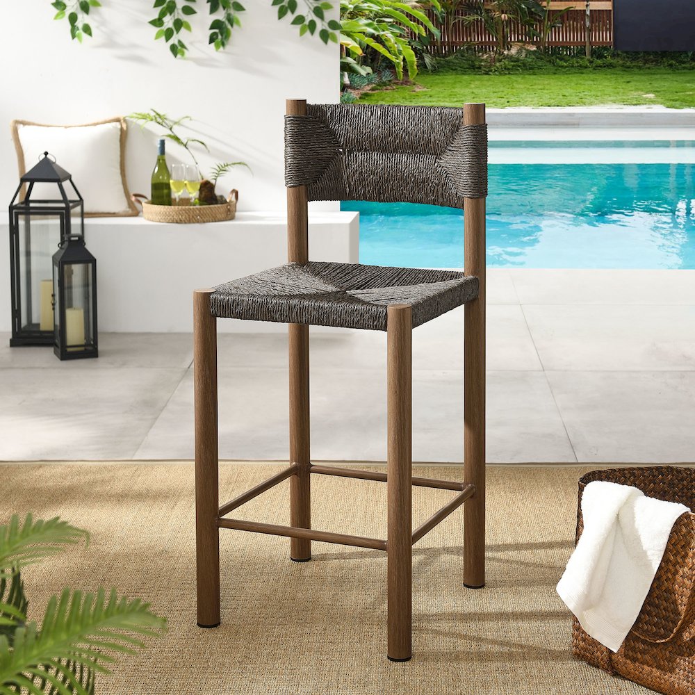 Parkland Outdoor Patio Rattan and Aluminum Counter Stools Set of 2. Picture 10