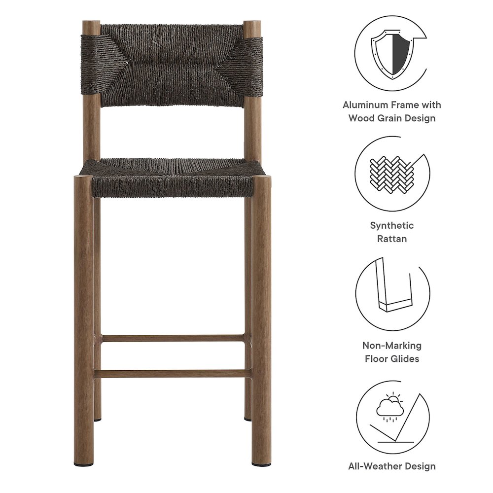 Parkland Outdoor Patio Rattan and Aluminum Counter Stools Set of 2. Picture 2