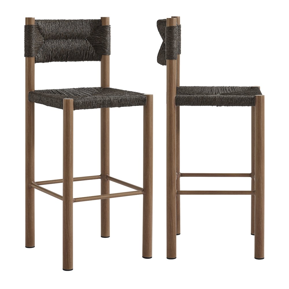Parkland Outdoor Patio Rattan and Aluminum Bar Stools Set of 2. Picture 1
