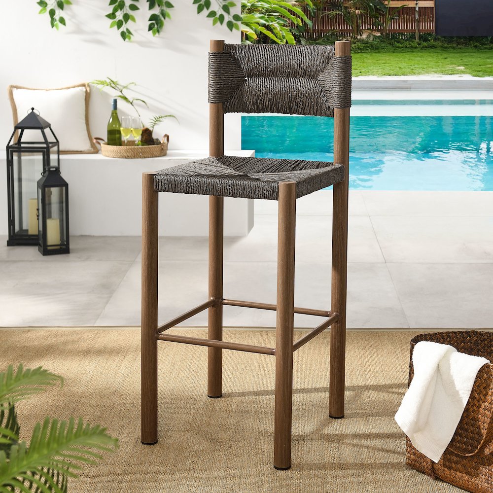 Parkland Outdoor Patio Rattan and Aluminum Bar Stools Set of 2. Picture 10