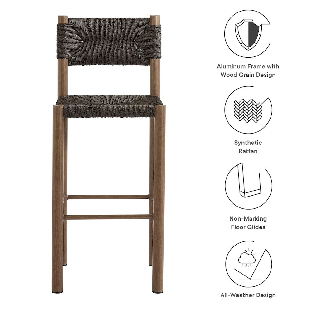 Parkland Outdoor Patio Rattan and Aluminum Bar Stools Set of 2. Picture 2