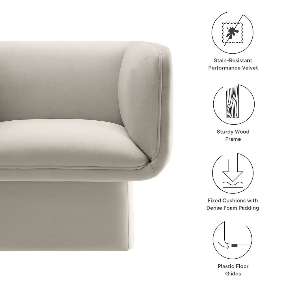 Tate Performance Velvet Accent Chair. Picture 3