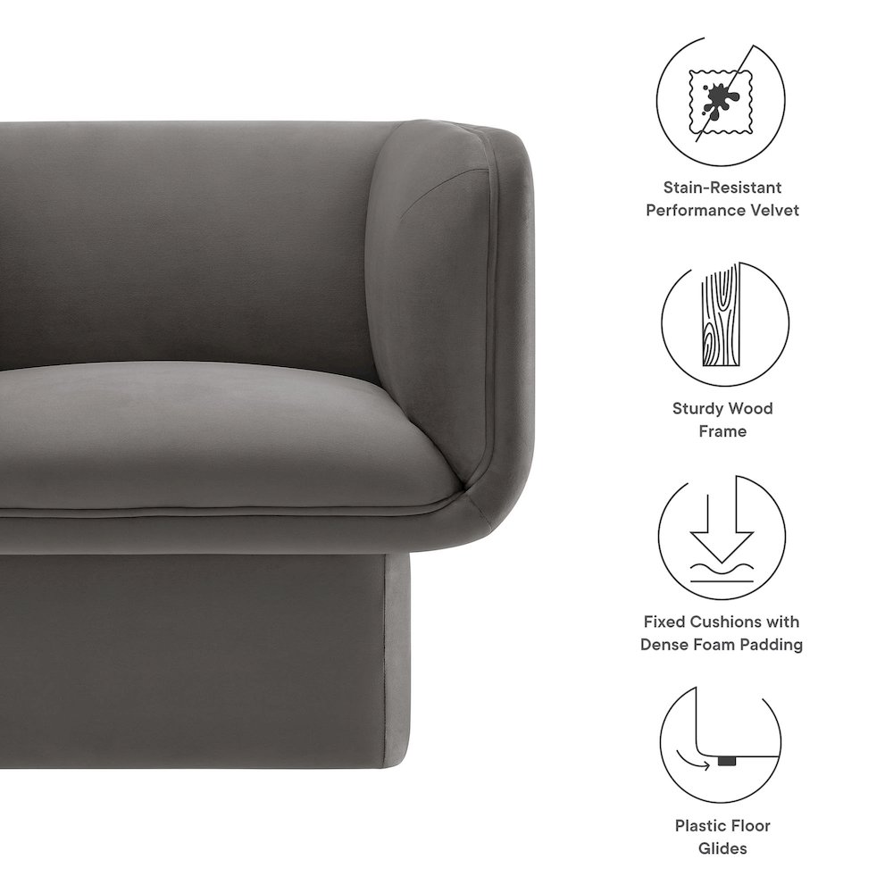 Tate Performance Velvet Accent Chair. Picture 3